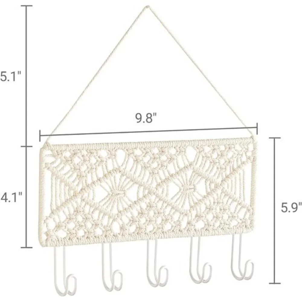 Small Decorative Macrame Key Holder Boho Home Decor